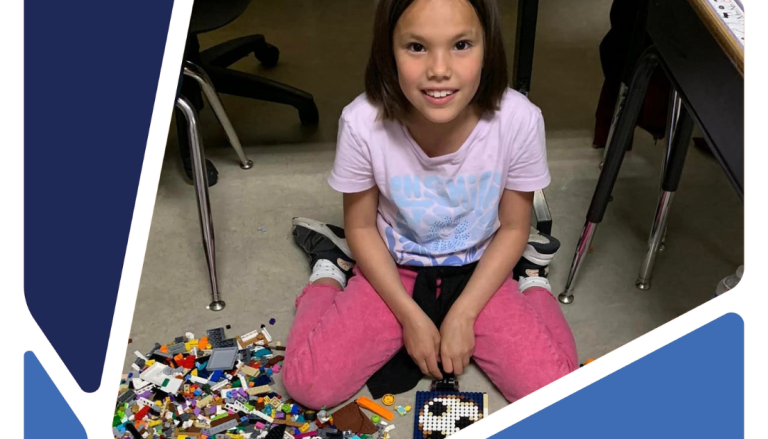girl with lego bricks