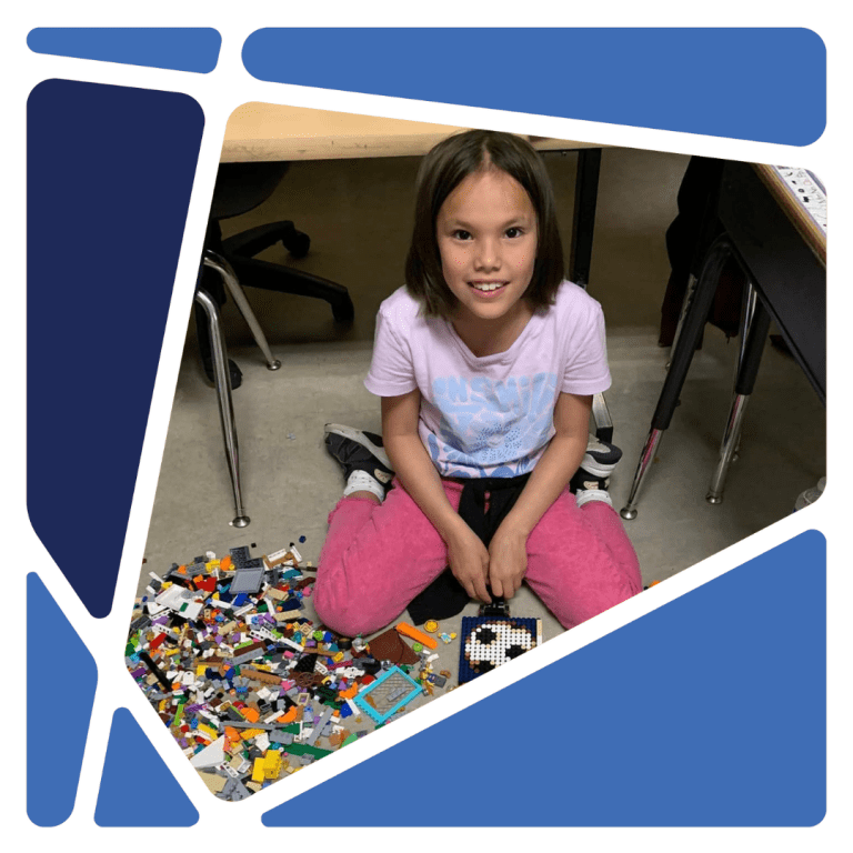 girl with lego bricks