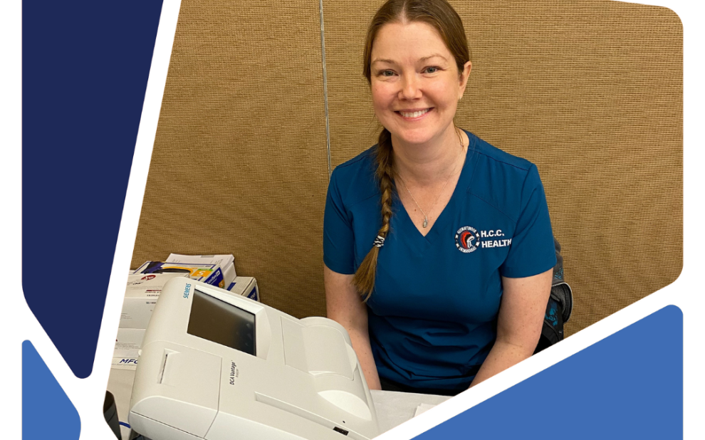 Nurse sitting and smiling